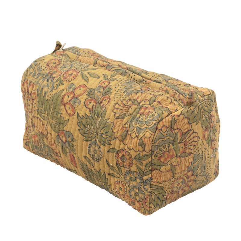 Indian Hand Block Print Cotton Quilted Makeup Bag/Wash bag Perfect for gifts travel