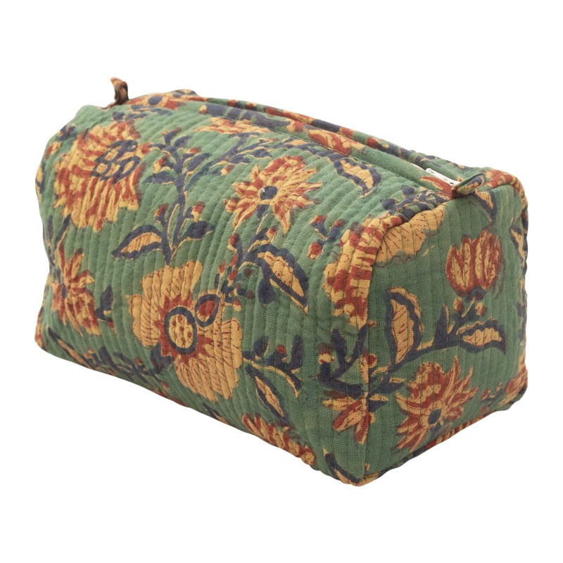 Indian Hand Block Print Cotton Quilted Makeup Bag/Wash bag Perfect for gifts travel