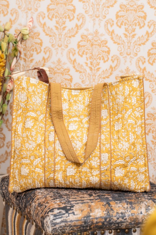 Awdhesh Kumar Sunshine Bloom Tote Cotton Hand Block Printed Tote Bag for Women