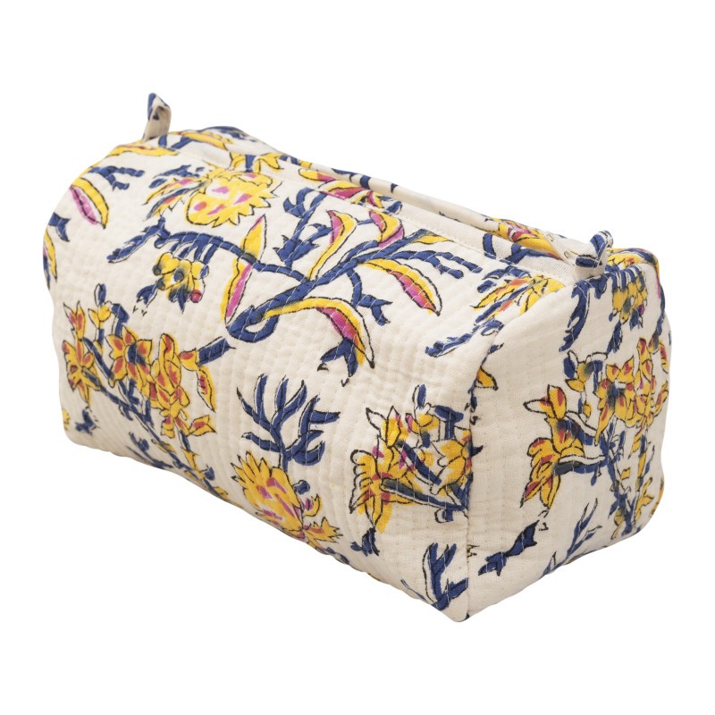 Indian Hand Block Print Cotton Quilted Makeup Bag/Wash bag Perfect for gifts travel