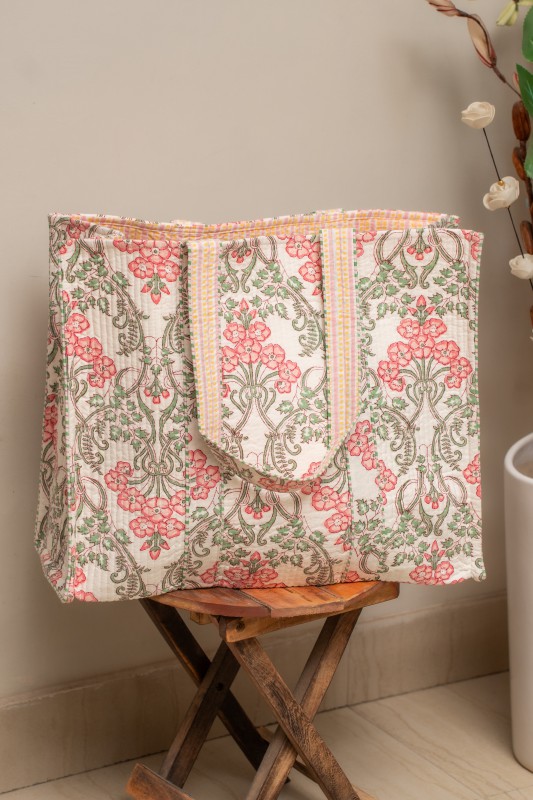 Awdhesh Kumar Vintage Charm Cotton Hand Block Printed Tote Bag for Women