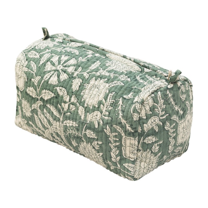 Indian Hand Block Print Cotton Quilted Makeup Bag/Wash bag Perfect for gifts travel