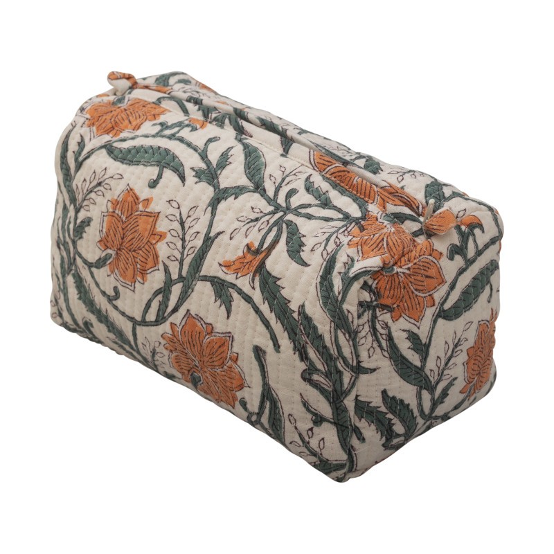 Indian Hand Block Print Cotton Quilted Makeup Bag/Wash bag Perfect for gifts travel