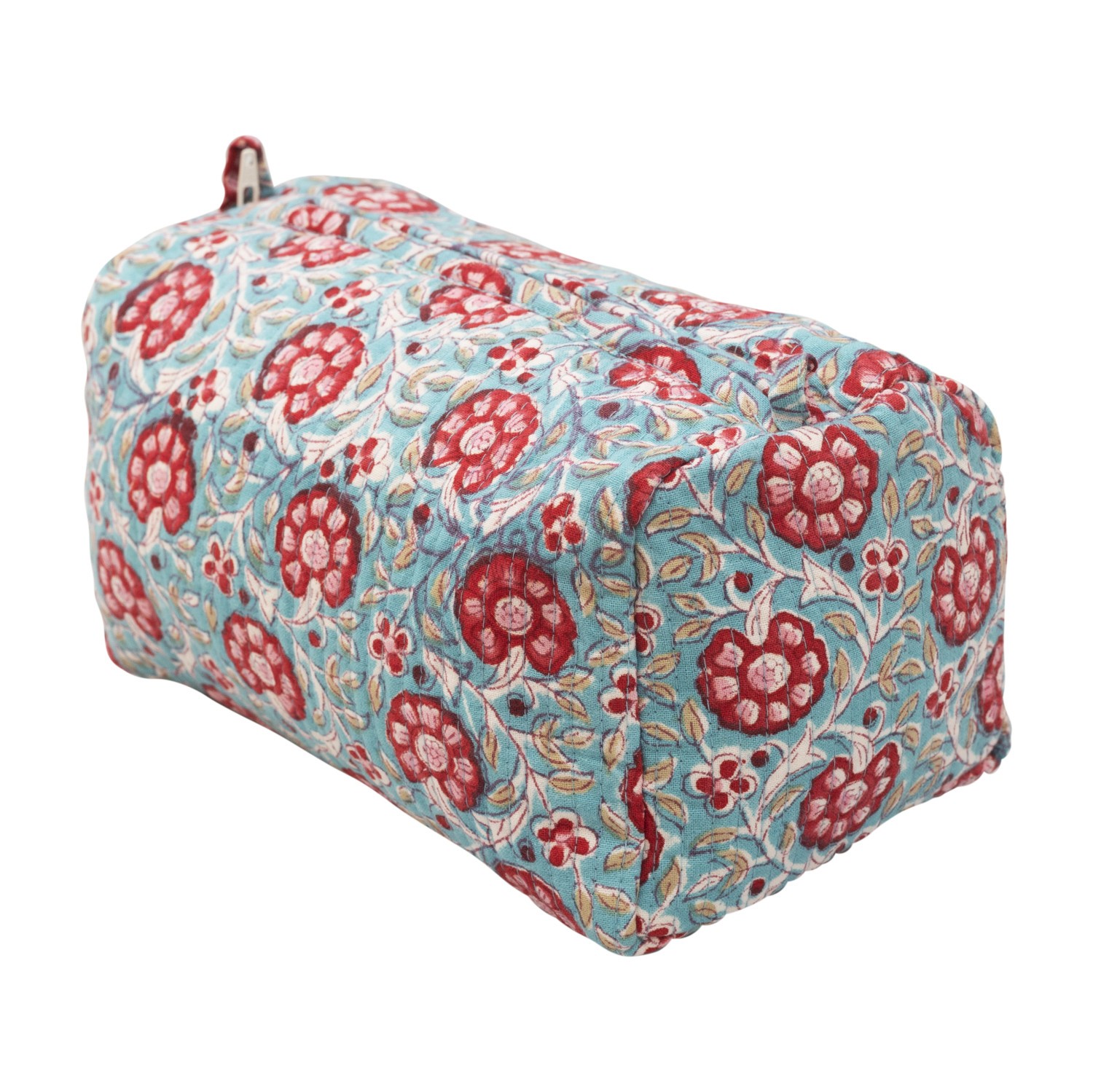 Indian Hand Block Print Cotton Quilted Makeup Bag/Wash bag Perfect for gifts travel